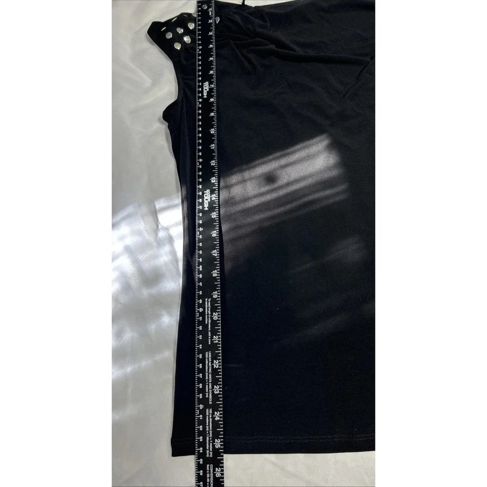 Michael Kors Black Cowl Neck Blouse Silver Tone Studded Sleeveless Top